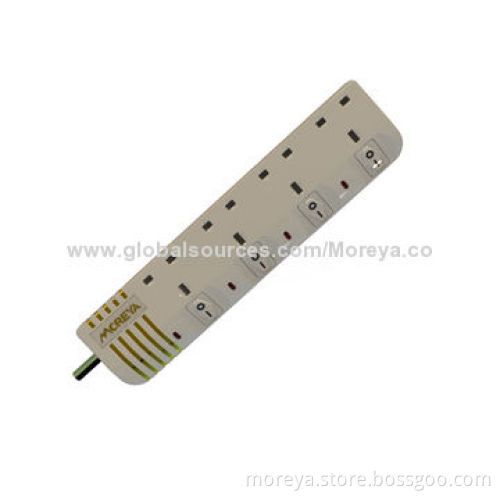 British Standard Power Strip with 4-socket Outlets, Individual Switch and Surge/Overload Protection